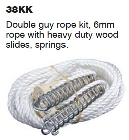 Double guy rope 6mm with heavy duty wood slides and springs