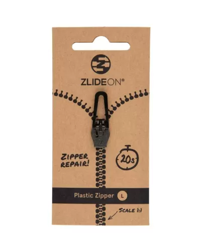 Zlide On Zipper Repair Plastic Black L: (W) 5.80 mm - 6.20 mm, (H) 2.80 mm - 3.00 mm