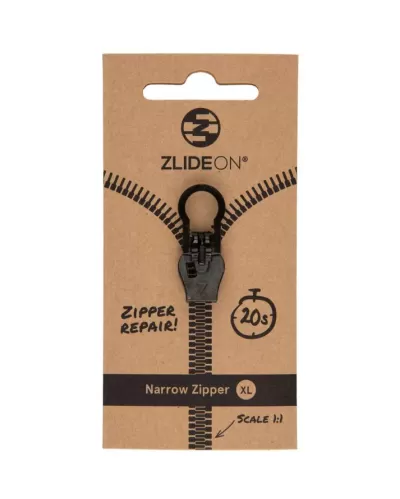 Zlide On Zipper Repair Narrow Zipper XL: (W) 7.10 mm - 7.30 mm, (H) 2.80 mm - 2.90 mm