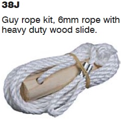 Guy rope 6mm with heavy duty wood slide