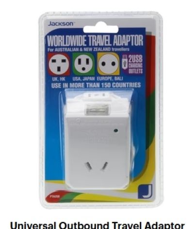 JACKSON Worldwide Travel Adaptor with 2 USB
