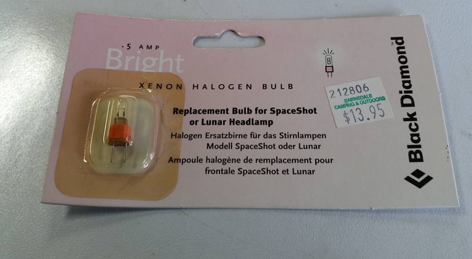 BLACK DIAMOND Xenon Halogen .5amp Replacement Bulb for Spaceshot or Lunar Headlamp