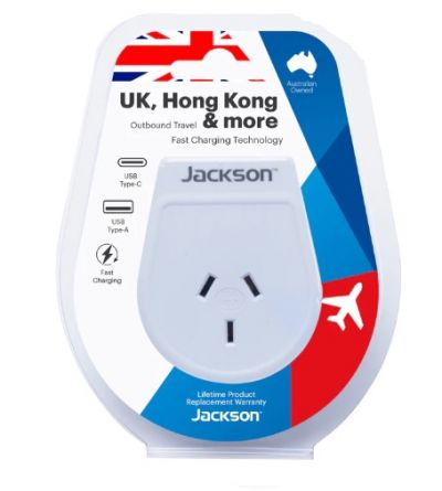 JACKSON Outbound Travel Adaptor for UK, Hong Kong and more